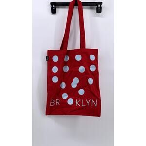 ETSY Red-Blue Polka Dot Brooklyn Canvas Tote Bag